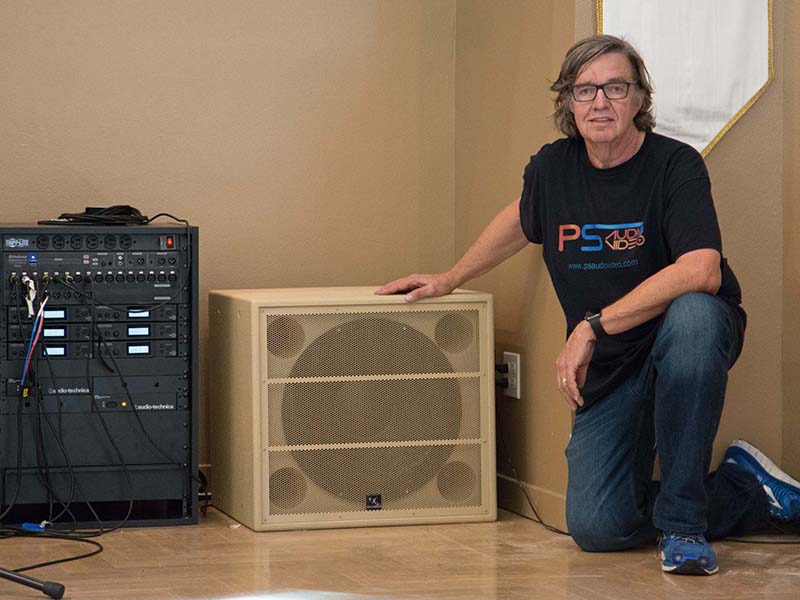 Integrator Paul Svenson with the TrueLine X118i-P/D subwoofer.